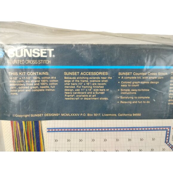 Vintage Sunset Counted Cross Stitch Rainbow and Hearts Sampler Kit 1984 - Picture 6 of 7